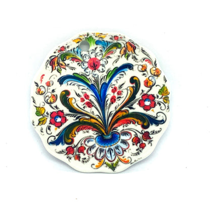 Lise Lorentzen White Rosemaling Ceramic Ornament