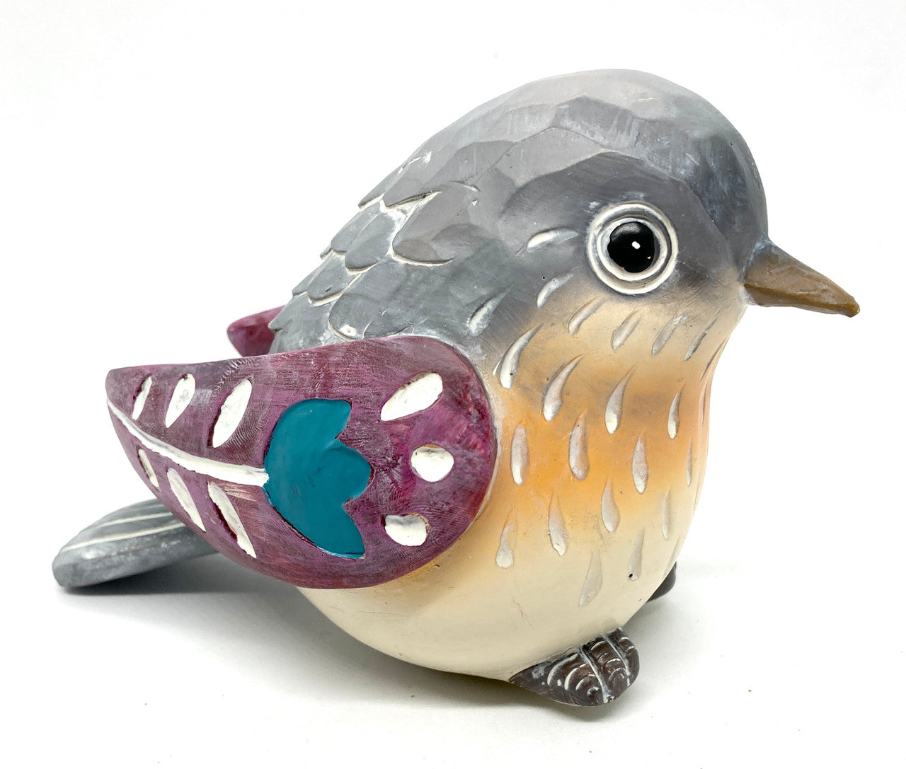 Resin Sitting Bird (Mauve Wings)