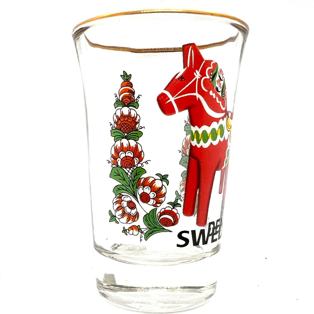Dala Horse and Flowers Shot Glass