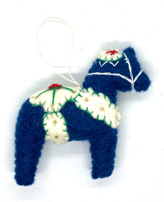 Dala Horse Felt Ornament (Blue)