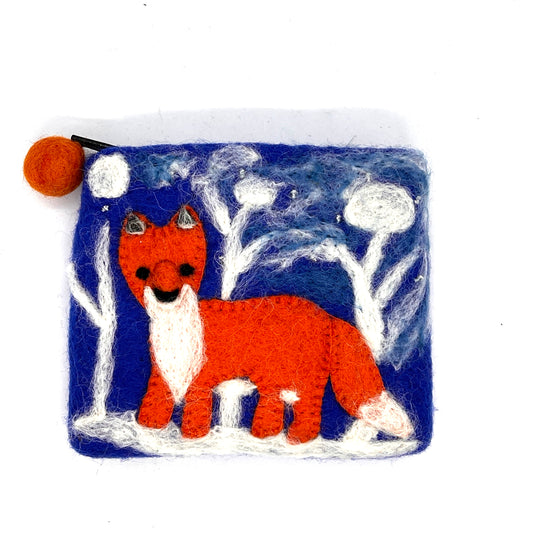 Snowy Fox Felted Coin Purse