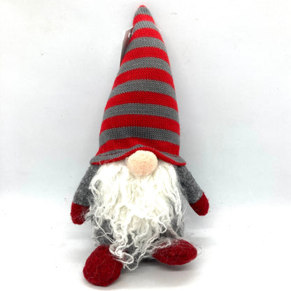 Striped Hat Tomten  (Red & Grey)