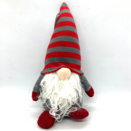 Striped Hat Tomten  (Red & Grey)