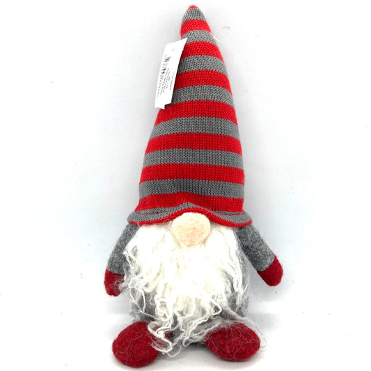 Striped Hat Tomten  (Red & Grey)