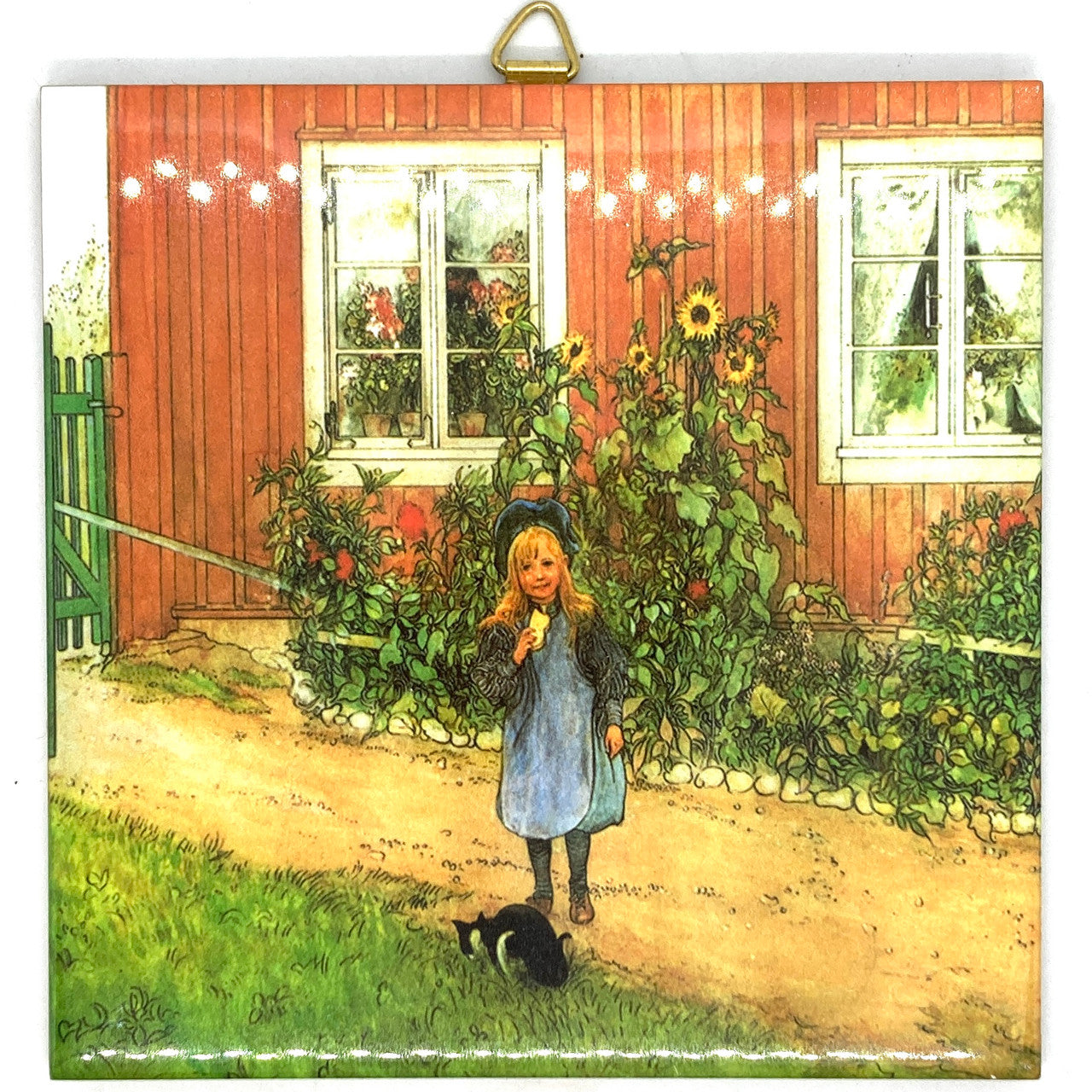 Carl Larsson Girl & Her Cat Tile Trivet
