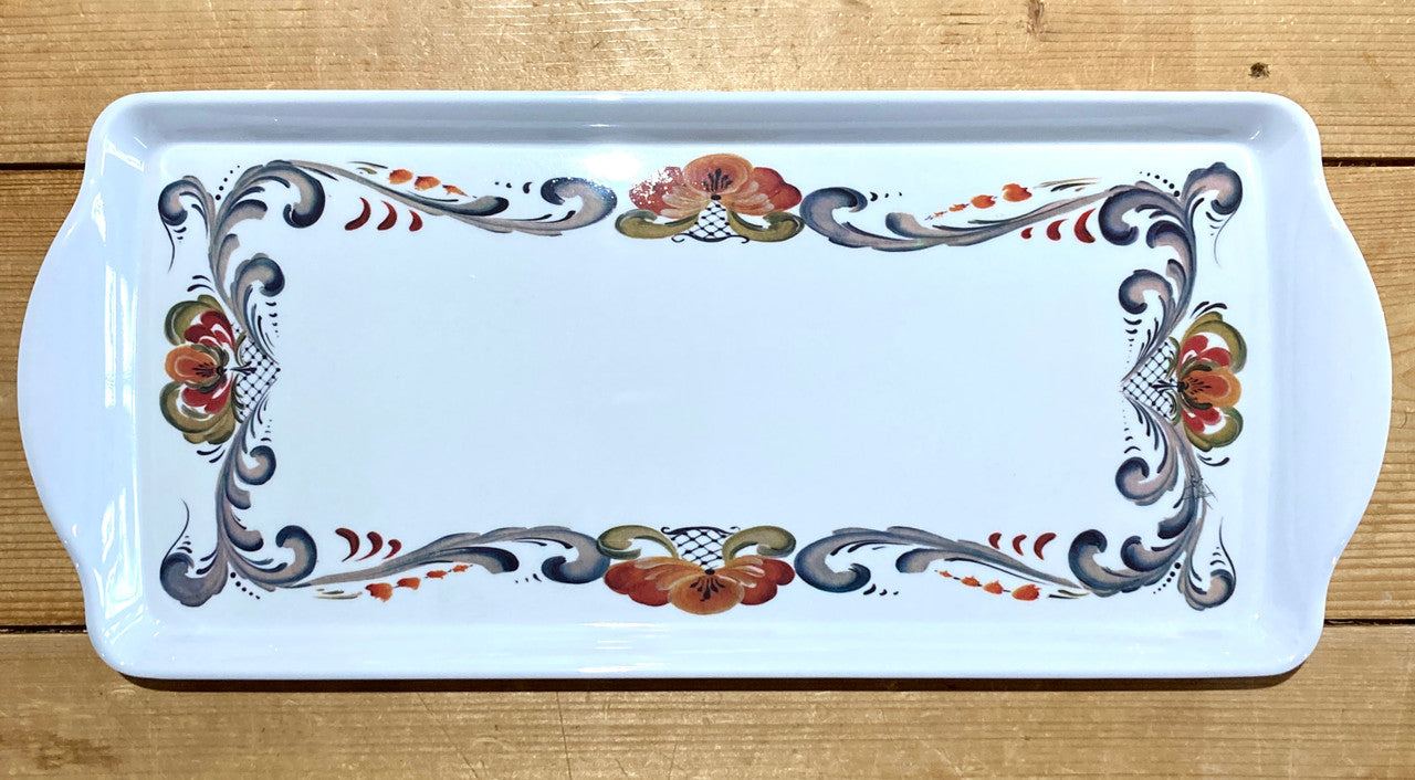 Floral Border Folk Art Serving Tray