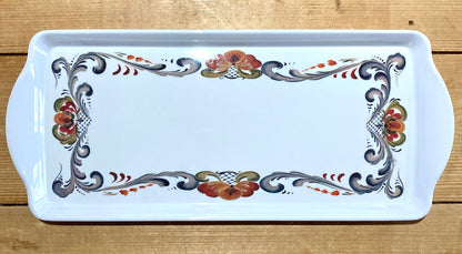 Floral Border Folk Art Serving Tray