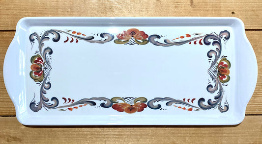 Floral Border Folk Art Serving Tray