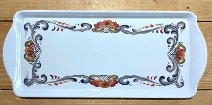 Floral Border Folk Art Serving Tray