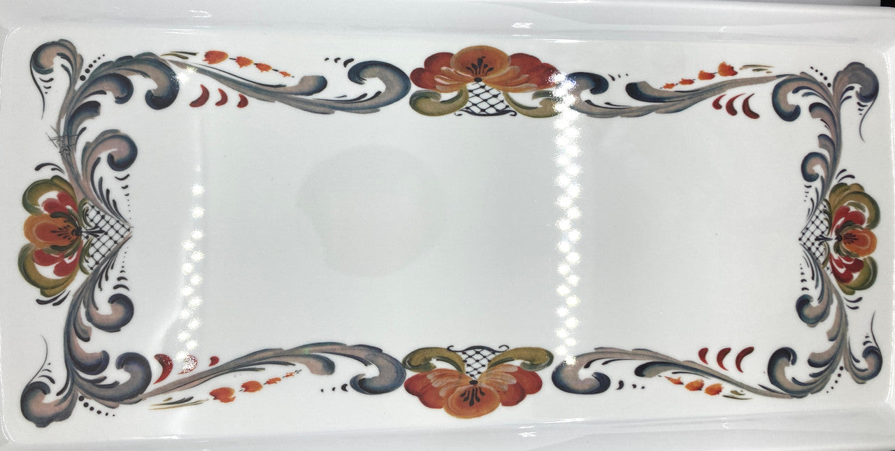Floral Border Folk Art Serving Tray