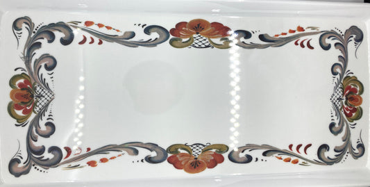 Floral Border Folk Art Serving Tray