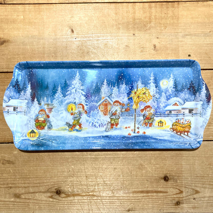 Gnome Winter Scene Serving Tray