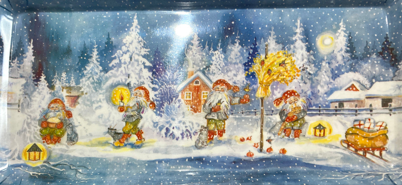 Gnome Winter Scene Serving Tray