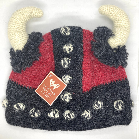 Knit Viking Helmet (Red & Black)
