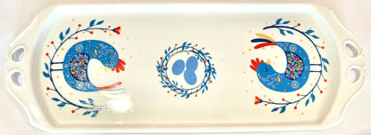 Hens & Eggs Ceramic Almond Cake Serving Tray
