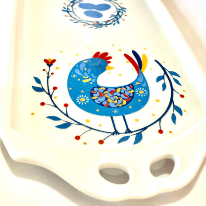 Hens & Eggs Ceramic Almond Cake Serving Tray