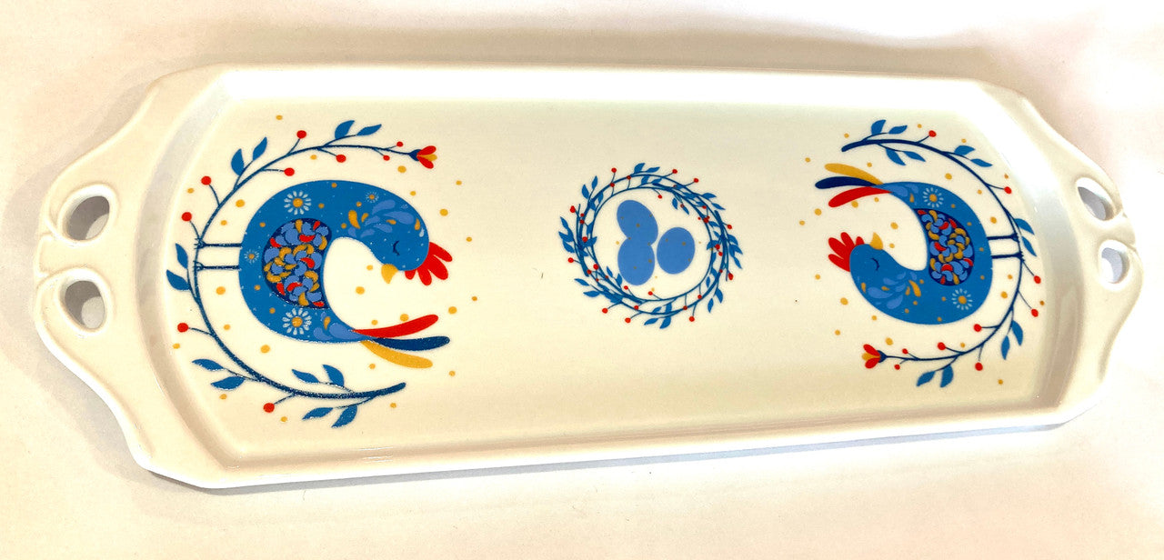 Hens & Eggs Ceramic Almond Cake Serving Tray