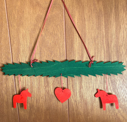 Dalahorse & Heart Hanging Decoration