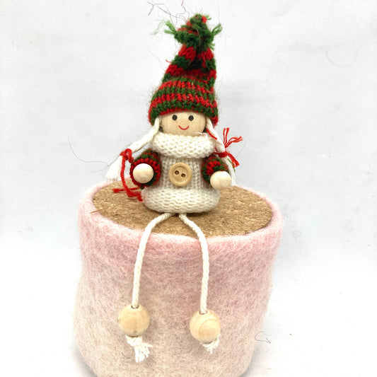 Blonde Braids Striped Hat Ornament