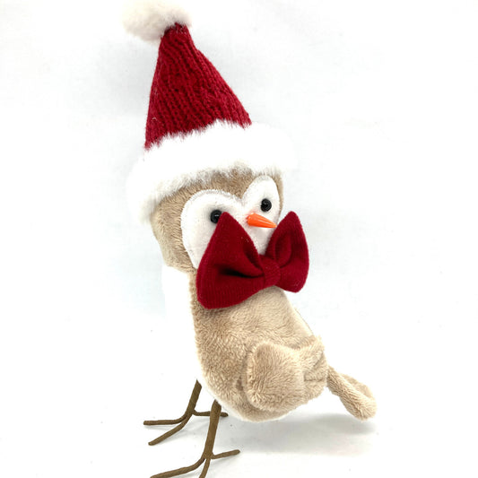 Plush Winter Owl (Red Hat & Bowtie)