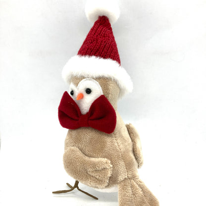 Plush Winter Owl (Red Hat & Bowtie)