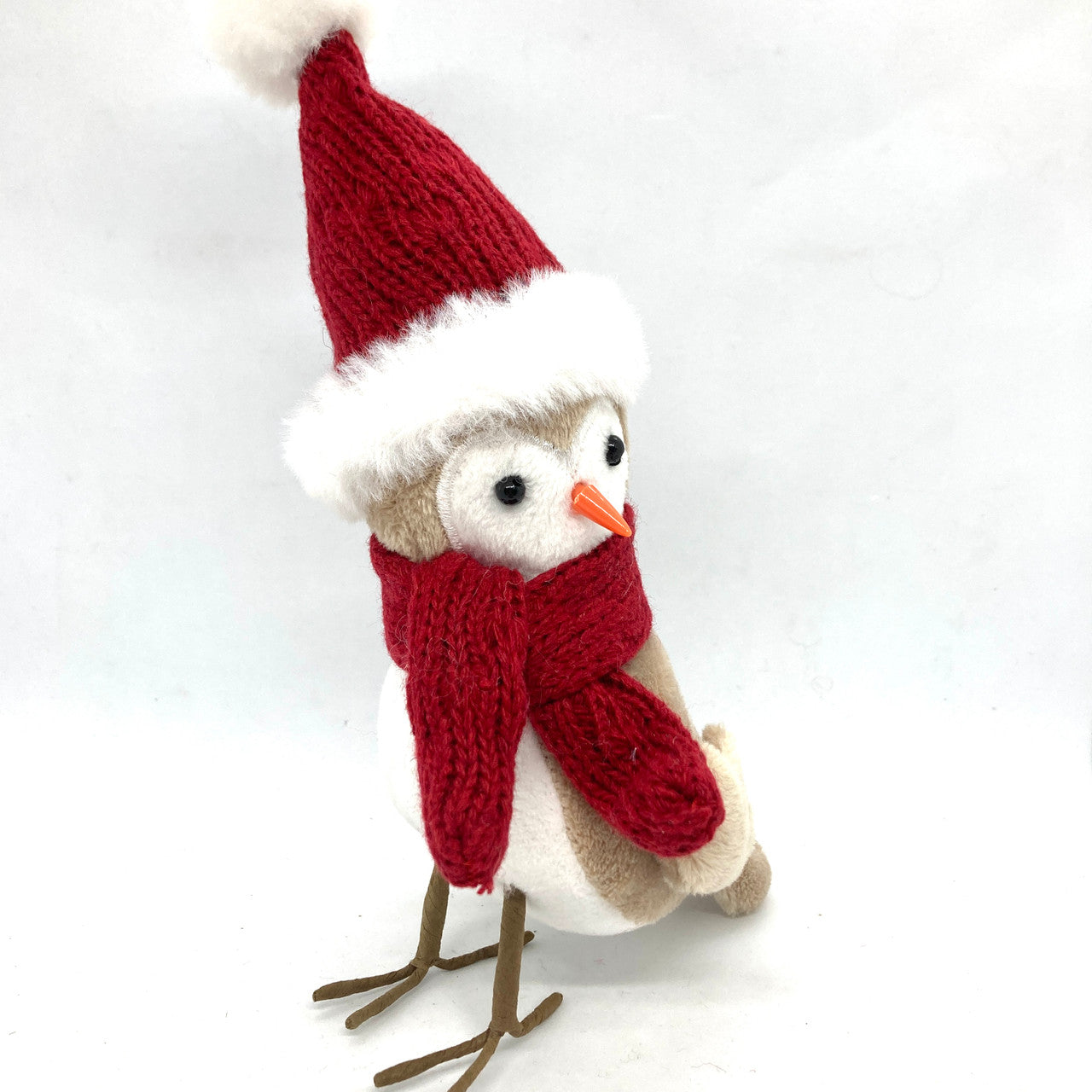 Plush Winter Owl (Red Hat & Scarf)