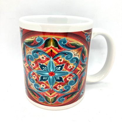 Lise Lorentzen Busy Red Rosemaling mug