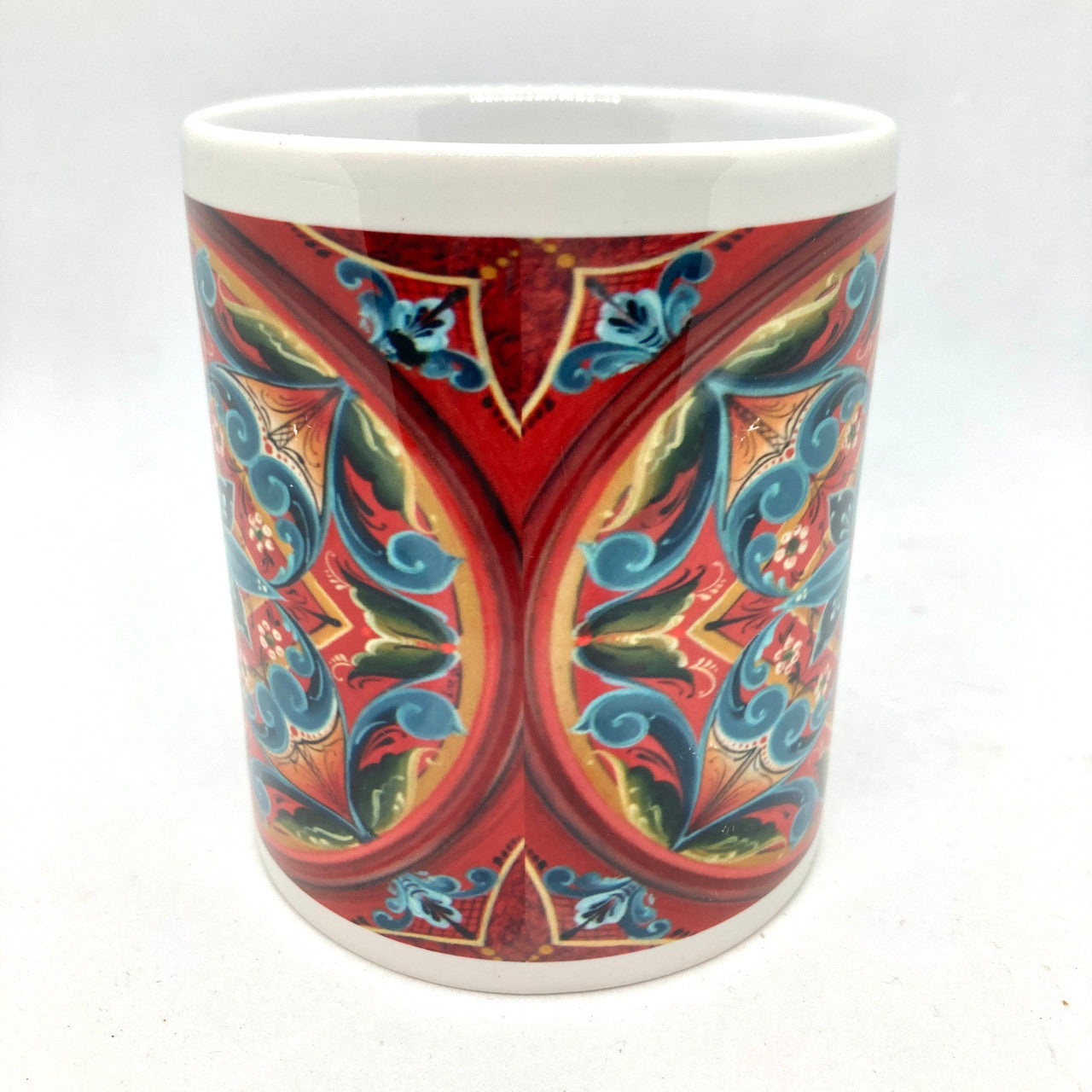 Lise Lorentzen Busy Red Rosemaling mug