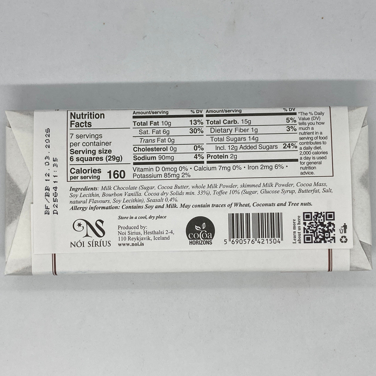 Icelandic Sea Salt Toffee Chocolate Bars (200g)