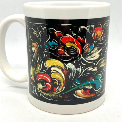 Lise Lorentzen Black Rosemaling Mug