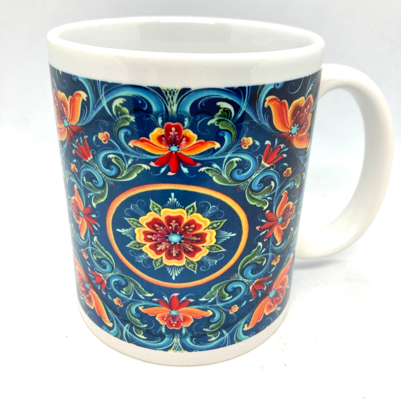 Lise Lorentzen Rosemaling Mug Blue w.Orange