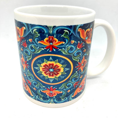Lise Lorentzen Rosemaling Mug Blue w.Orange