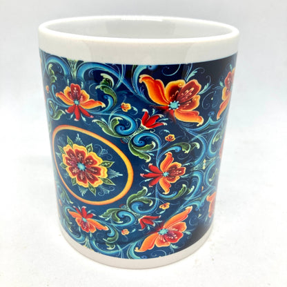 Lise Lorentzen Rosemaling Mug Blue w.Orange
