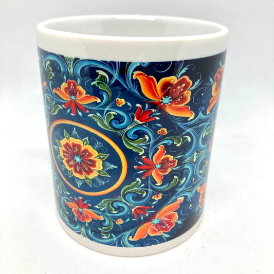Lise Lorentzen Rosemaling Mug Blue w.Orange
