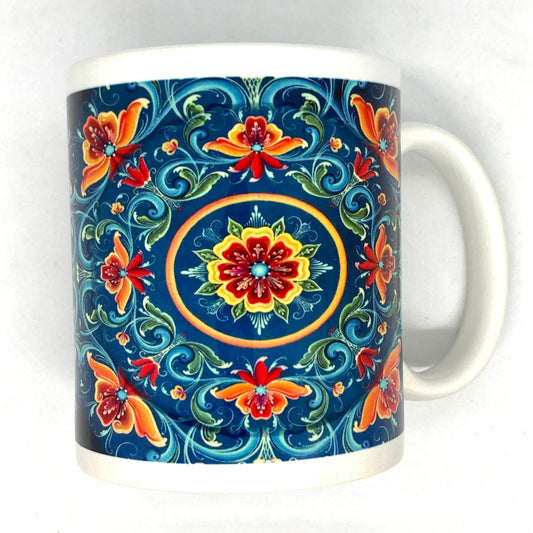 Lise Lorentzen Rosemaling Mug Blue w.Orange
