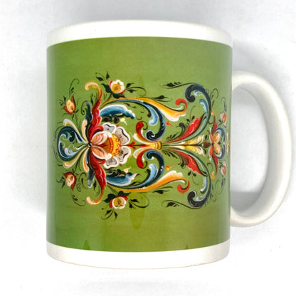 Lise Lorentzen Green Rosemaling Mug