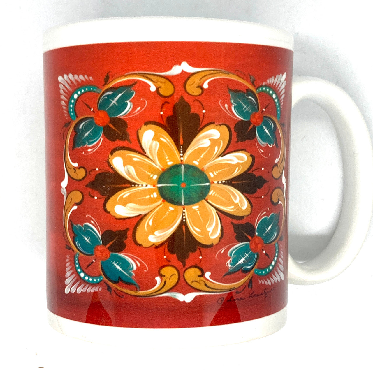 Lise Lorentzen Red Flower Rosemaling Mug