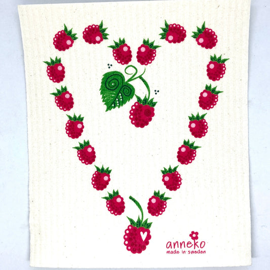 Raspberry Heart Swedish Dishcloth