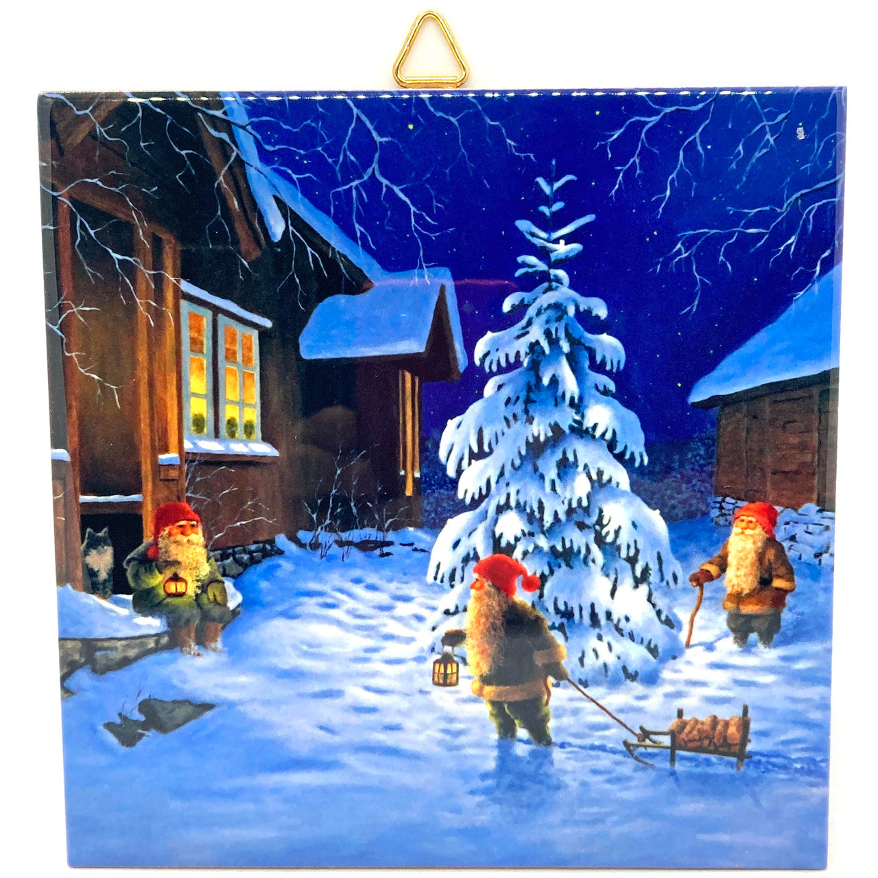 Three Tomte at House Tile Trivet