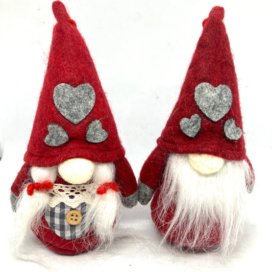Heart Tomten Couple Ornaments (Red)