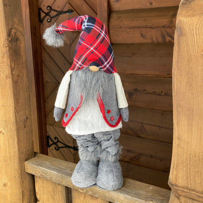 Expandable Gnome Grey Vest and Plaid Hat