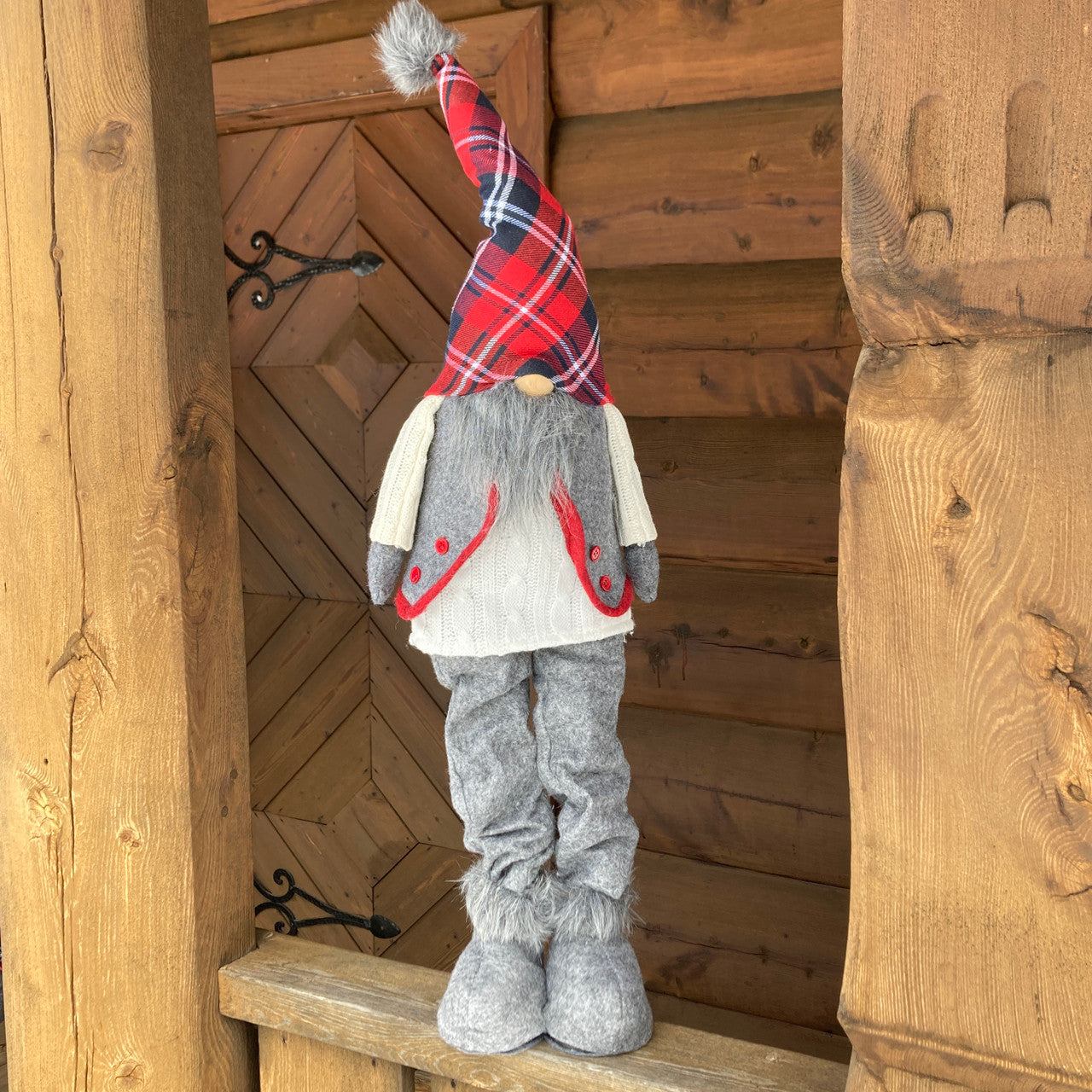 Expandable Gnome Grey Vest and Plaid Hat