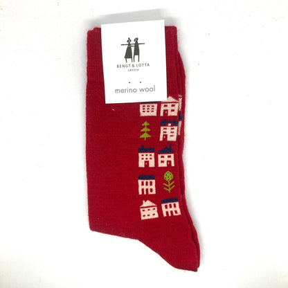 Bengt & Lotta "Houses" Socks (Red)