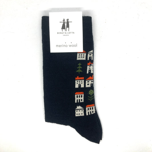 Bengt & Lotta "Houses" Socks (Black)
