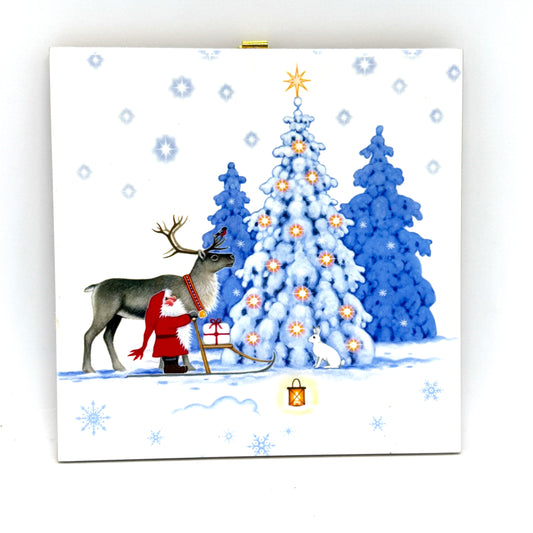 Santa Sled, Reindeer & Bunny Tile Trivet