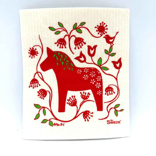 Orange Dalahorse Swedish Dishcloth