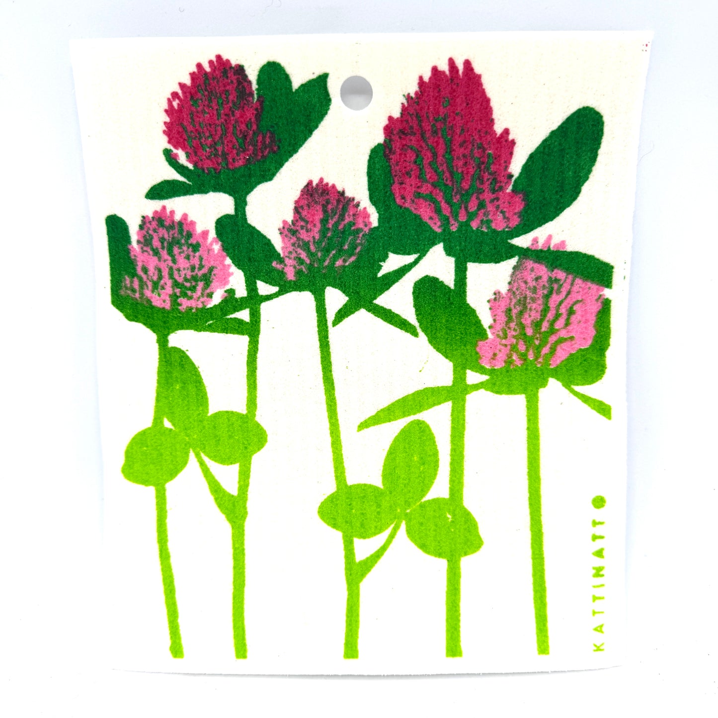Red Clovers Swedish Dishcloth