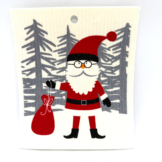 Santa with Gifts Swedish Dishcloth
