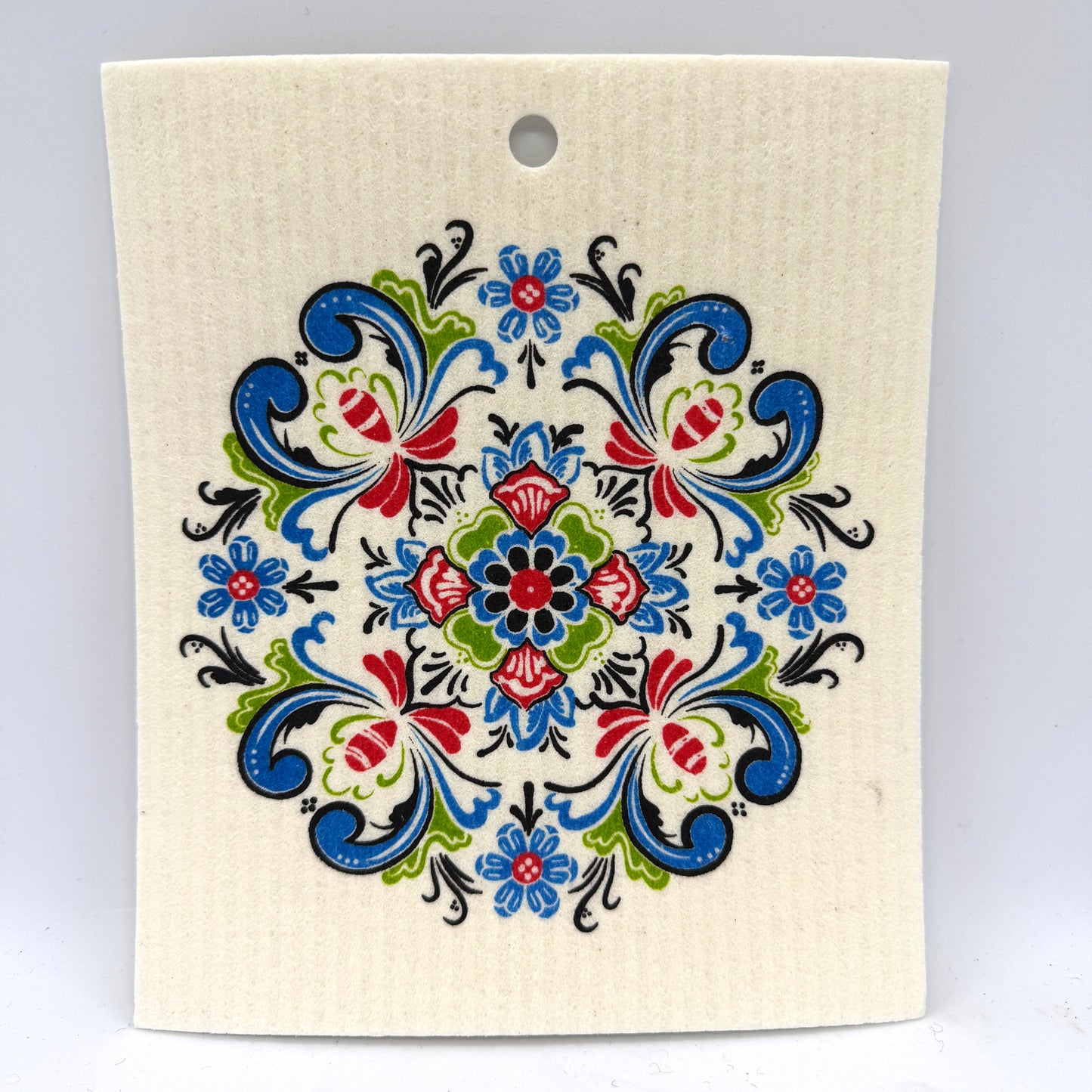 Colorful Rosemaling Swedish Dishcloth
