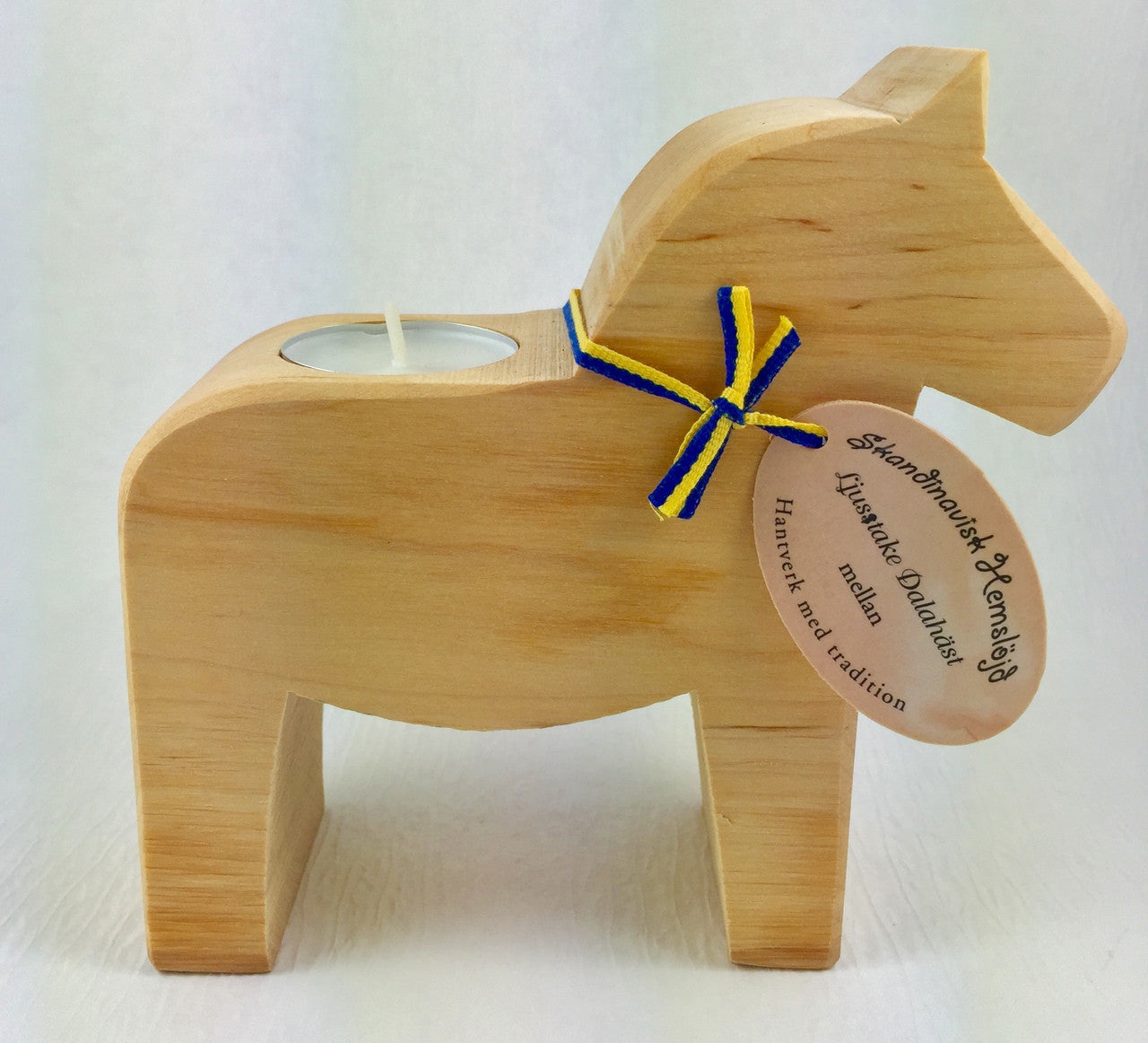 Wood Dala Horse Candle Holder